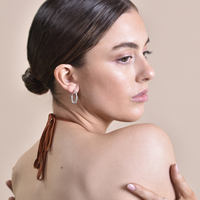 Veronique French Twisted Hoop Earrings (Silver)