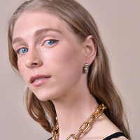 Avani Art Deco Wavy Hoop Earrrings (Silver)