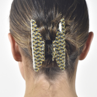 Della Retro Checkered Hair Claw - Crescent