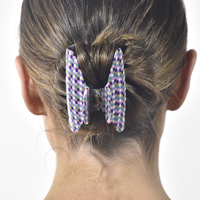 Emery Retro Checkered Hair Claw - Crescent