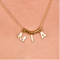 24K Gold Initial Pendant Necklace - 3 Letters