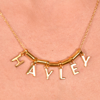 24K Gold Name Pendant Necklace - 6 Letters