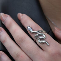 Blythia Sculptural Serpent Open Ring (Silver)