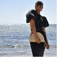 Vana Natural Hand Woven Straw Bag (White)