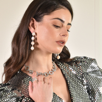 Esmerelda Luxury Baroque Pearl Earrings - Silver