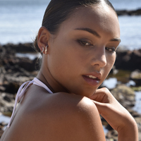 Alanna Diamante Curve Stud Earrings (Silver)