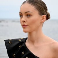 Aries Artisan Zirconia Pavé Stud Earrings (Gold)