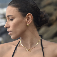 Liana Bow Tie Hoop Earrings (Gold)