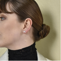 Tilda Dainty Bow Tie Earrings (Silver)