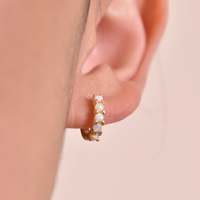 Larisa Dainty Opal Hoop Earrings