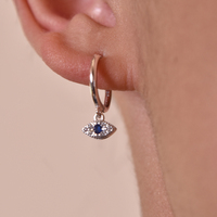 Katia Dainty Evil Eye Drop Earrings (Silver)