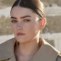 Stellar Drape Diamante Tassel Earrings (Gold)