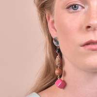 Allyriane Fuchsia Drops Statement Earrings (for pierced ears)