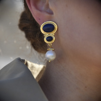 Odette Lapis Lazuli Pearl Drop Earrings (Gold)