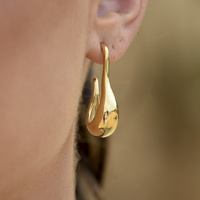 Franca Elongated Gold Bowl Earrings