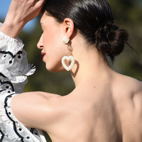 Iris Pearly Heart Drop Earrings (My ears are pierced)