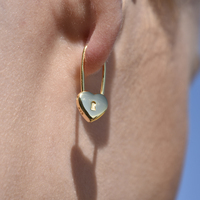 Lark Love Heart Padlock Drop Earrings (Gold Vermeil)