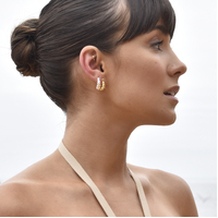 Davina Croissant Hoop Earrings (Silver)