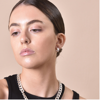 Olli Textured Sculpture Huggie Earrings (Silver)