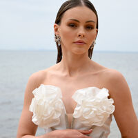 Jolean Sculptured Flower Statement Earrings (Silver)