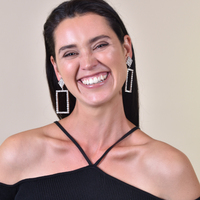 Gemette Rectangular Rhinestone Catwalk Earrings (my ears are pierced)