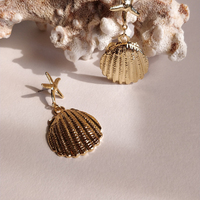 Acela Beach Goddess Star Shell Earrings (for pierced ears)