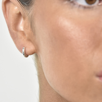 Edda Textured Dainty Sleeper Hoop Earrings (Silver)