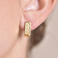 Adelyn Art Deco Textured  Huggie Earrings (Gold Vermeil)