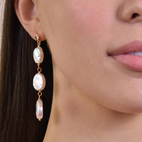 Starling 24K Crystal Freshwater Pearl Drop Earrings