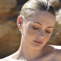 Alexandrine Sculptured Twin Heart Drop Earrings