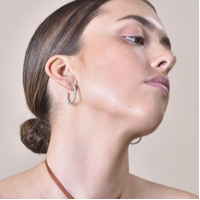 Veronique French Twisted Hoop Earrings (Silver)