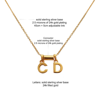 24K Gold Initial Pendant Necklace - 2 Letters