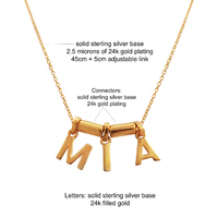 24K Gold Initial Pendant Necklace - 3 Letters