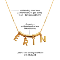 24K Gold Name Pendant Necklace - 4 Letters