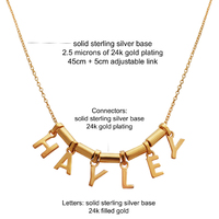 24K Gold Name Pendant Necklace - 6 Letters