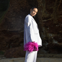 Vivant Beaded Ostrich Fur Bag (Vivid Magenta)