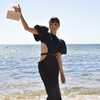 Lorena Artsy Resin Clutch (Neutral Shimmer)