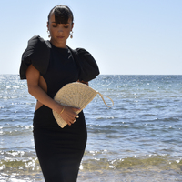 Vana Natural Hand Woven Straw Bag (White)