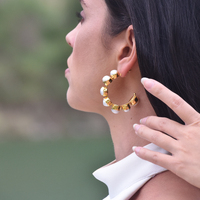 Annalisa 24K Natural Pearl Hoop Earrings