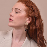 Elyn Black and Gold Earrings  (for non-pierced ears)