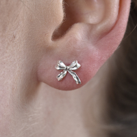Tilda Dainty Bow Tie Earrings (Silver)