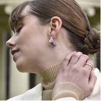 Lafayette Enamel Croissant C Hoop Earrings (Taro)