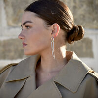 Stellar Drape Diamante Tassel Earrings (Silver) 