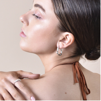 Nomad Fluid Sculpture Hoop Earrings (Silver)