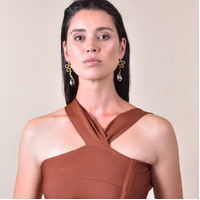 La Muse Artisan Cats Eye Stone Drop Earrings