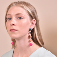 Allyriane Fuchsia Drops Statement Earrings (for pierced ears)