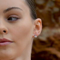 Libra Artisan Zirconia Pavé Stud Earrings (Silver)