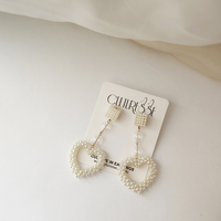 Iris Pearly Heart Drop Earrings (My ears are pierced)