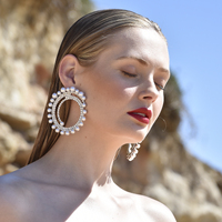 Mirabella Catwalk Diamante Statement Earrings (Silver)