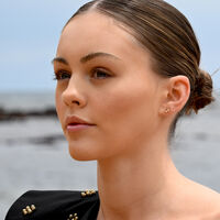 Sagittarius Artisan Zirconia Pavé Stud Earrings (Gold)